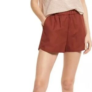 Madewell Pull-On Chino Shorts Burnt Orange Rust Elastic Waist XXS Beach Coastal